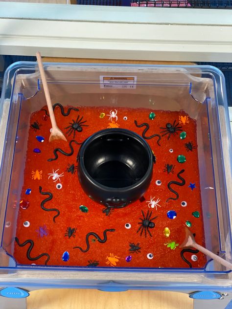 Water Tray Ideas Preschool, Eyfs Tuff Tray Ideas Sensory, Eyfs Water Tray Ideas, Water Tray Ideas, Sensory Tuff Trays, Water Tray Eyfs, Room On The Broom Tuff Trays, Tuff Tray Halloween Ideas, Halloween Tuff Tray Ideas Toddlers