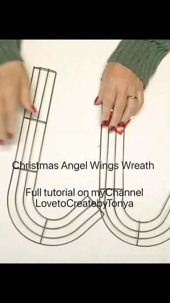 Budget Friendly Christmas DIY Angel Wings Wreath, Angel Wing Crafts, Cross Wreath Diy, Headstones Decorations, Angel Wings Decor, Diy Angel Wings, Christmas Bows Diy, Deco Mesh Wreaths Tutorials, Diy Christmas Wreaths Ideas