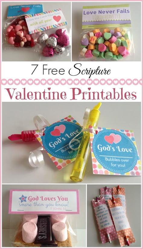 7 Free Scripture Valentine Printables. Super cute and super easy! Scripture Valentines, Valentines Bible Verse, Valentine Printables, Christian Valentines, Valentine's Day Crafts, Valentinstag Party, Happy Hearts Day, Christian Crafts, Preschool Valentines