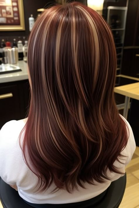 fall hair color ideas for brunettes with highlights | fall hair color Brown Hair With Red Lowlights Burgundy Caramel Highlights, Chestnut With Highlights, Red And Carmel Hair Color, Hairstyles For Medium Length Hair Color, Fall Hair Color For Brunettes With Bangs, Summer Dyed Hair, Brown Red Hair With Highlights, Red And Caramel Highlights On Dark Hair, Shoulder Length Hair Color Ideas