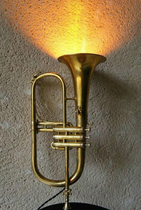 Art Deco Wall Lamp, Music Decorations, Music Furniture, Creative Lamp, Music Room Decor, Music Decor, Trumpeter, Music Themed, Diy Lamp