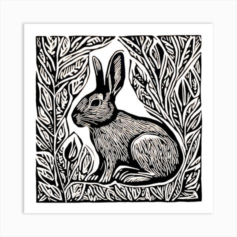 Fine art print using water-based inks on sustainably sourced cotton mix archival paper. • Available in multiple sizes • Trimmed with a 2cm / 1" border for framing • Available framed in white, black, and oak wooden frames. Tags: PJ-5967-764 Rabbit Folk Art, Linocut Rabbit, Kentucky Gothic, Rabbit Linocut, Folk Art Bear, Linocut Inspiration, Linoleum Prints, Medieval Animals, Hare Illustration