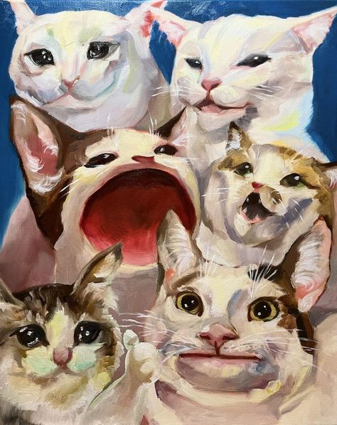 Pin by vale ʕ•ᴥ•ʔ on Animals | Painting memes, Oil on canvas, Cat memes Meme Cats, Castlevania Wallpaper, Meme Cat, Bel Art, Watercolor Cat, Arte Inspo, Gen Z, Cat Painting, Cat Drawing