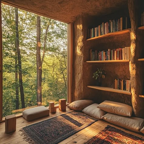 Earthen House, Earthen Home, Home Meditation Room, Yoga Nook, Earthship Home, Earthship, Meditation Room, House Room, Book Nooks