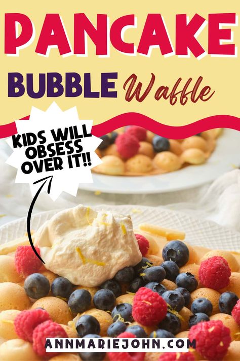 Pancake Bubble Waffle Happy Lemon Bubble Waffle Recipe, Bubble Waffles Recipe, Bubble Waffle Ideas, Bubble Waffle Recipe, Waffle Iron Recipes, Sweet Breakfast Treats, Iron Recipes, Bubble Waffle, Waffle Recipe