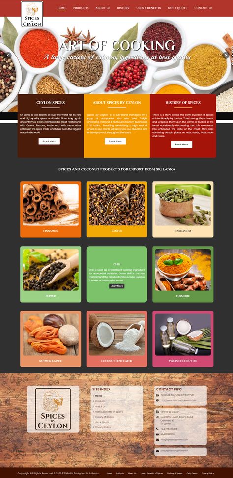 Fresh website design for a spice exports company in Sri Lanka.   done by Mobiz International Designers Spices Website Design, Spice Website, Turmeric And Pepper, Tea Website, Ui Design Ideas, Spices Packaging, Ui Ux Website, Indian Web, Spice Company