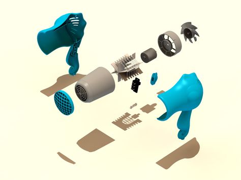 Hair Dryer Exploded View, Adaptive Equipment Diy, Perspective Sketch, Exploded View, Industrial Design Sketch, Perspective Drawing, Fashion Photography Poses, Article Design, The Model