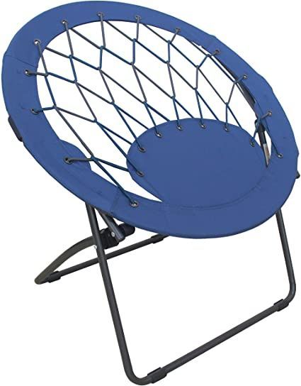 Zenithen Bungee Folding Dish Chair, Blue - Pack of 1 Dish Chair, Bungee Chair, Saucer Chair, Padded Folding Chairs, Sport Chair, Indigo Color, Unique Chair, Dorm Bedroom, Frame Blue