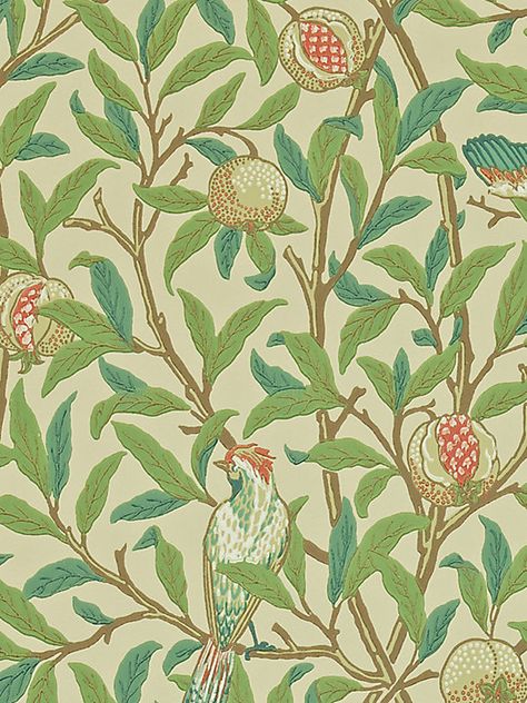 Bird And Pomegranate Wallpaper, Pomegranate Wallpaper, Wallpaper Birds, Spring Arts And Crafts, Block Print Wallpaper, William Morris Wallpaper, Patterned Wallpaper, Morris Wallpapers, Artistic Wallpaper