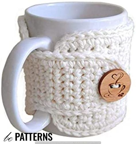 Cozy Crochet Mug Warmer Pattern Crochet Cup Coaster, Cup Cozy Crochet Pattern, Mug Cozy Pattern, Crochet Mug Cozy, Crochet Coffee Cozy, Crochet Cup Cozy, Cozy Crochet Patterns, Crochet Cozy, Mug Cozy