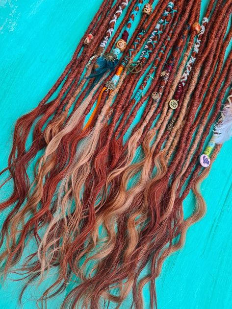 Red Hair Dreads, Red Synthetic Dreads, Human Hair Dread Extensions, Human Hair Crochet, Slavic Hair, Hippie Dreads, Hair Dreads, Dreads Styles For Women, Dreads Hairstyles