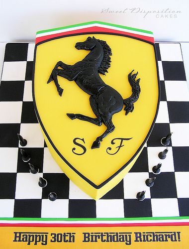 Car Cakes For Men, Africa Cake, Ferrari Cake, Ferrari Party, Ferrari Art, Black And White Squares, Boy 16th Birthday, Cars Cake, Hazelnut Chocolate