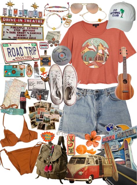 Surf Outfits Aesthetic, Kinds Of Aesthetics Outfits, Summer Camp Outfits For Women, Summercore Outfits, Camp Half Blood Outfits, Spring Camping Outfits, 80s Summer Camp, Wanderlust Outfit, Field Outfit