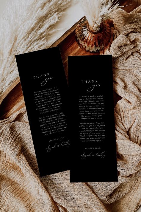 Black Wedding Table, Thank You Note Template, Modern Wedding Table, All Background, Black Napkins, Thank You Template, Elegant Modern Wedding, Template Black, Note Template