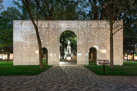 Monument Landscape Design, Installation Architecture, Landscape Installation, Contemporary Entryway, Contemporary Stairs, Light Art Installation, Contemporary Door, Contemporary Hotel, Contemporary Fireplace