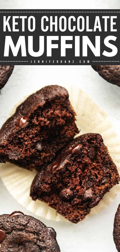 You're less than 30 minutes away from the BEST keto chocolate muffins! Super moist and fudgy, no one would guess this easy breakfast recipe is also gluten-free. Enjoy these low-carb muffins as a simple dessert or snack idea, too! Keto Chocolate Muffins, Keto Muffin Recipe, Double Chocolate Chip Muffins, Almond Flour Muffins, Double Chocolate Muffins, Postre Keto, Low Carb Muffins, Keto Mug Cake, Joy Filled Eats