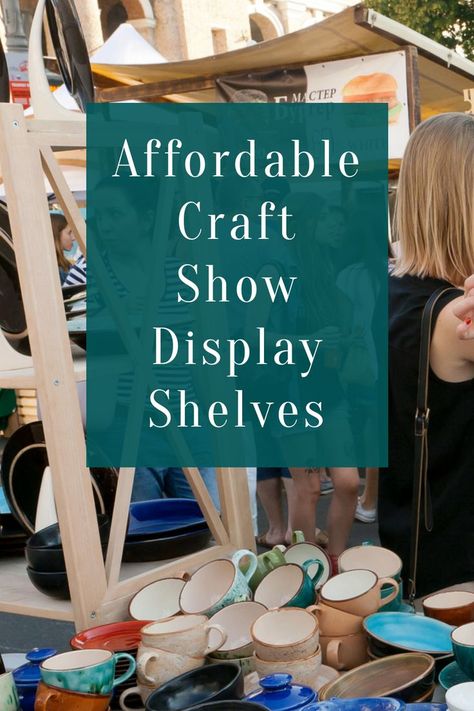 Craft Show Wall Display, Display Boards For Craft Shows, Craft Fair Embroidery Booth, Craft Show Purse Display Ideas, Easy Display Shelves Craft Fairs, Inexpensive Craft Show Displays, Craft Sale Signs Display, Craft Displays Booth, Diy Tabletop Display Shelves