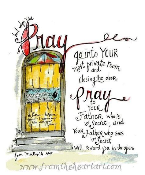 Anointed Oil, Prayer Closet, Yellow Door, Bible Journaling Ideas Drawings, Prayer Shawl, Verse Art, Matthew 6, Illustrated Faith, Bible Verse Art