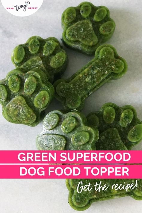 Frozen Dog Food Toppers, Diy Dog Supplements, Healthy Things To Add To Dog Food, Raw Dog Food Topper, Super Foods For Dogs, Homemade Dog Toppers, Chia Seeds For Dogs, Toppers For Dog Food, Dog Topple Recipes