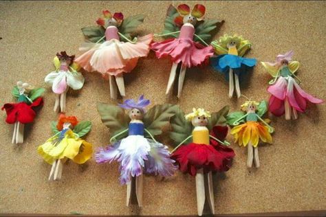 Clothespin Fairies Snail Craft, Fleurs Diy, Wooden Clothespins, Fairy Crafts, Clothespin Dolls, Clothes Pin Crafts, Fairy Birthday, Peg Doll, Fairy Garden Diy