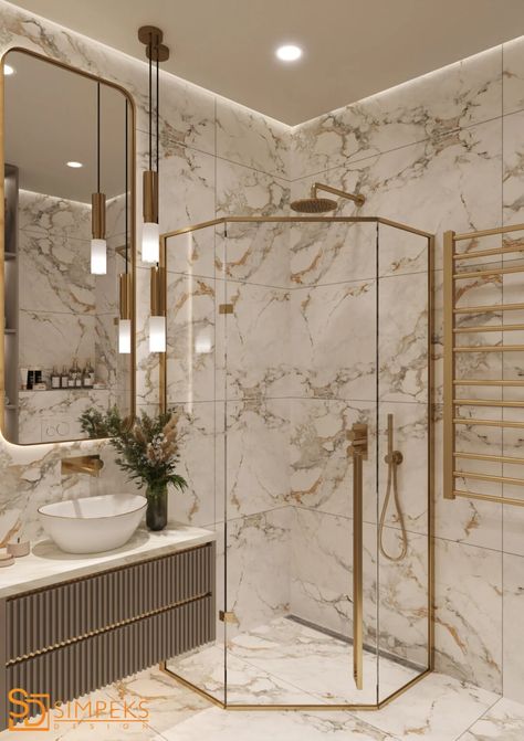 style Penthouse Design Interiors, Modern Marble Bathroom, Penthouse Design, Wooden House Design, Art Deco Kitchen, Studio Apartment Design, Interior Design Dubai, Crystal Springs, Art Deco Bedroom