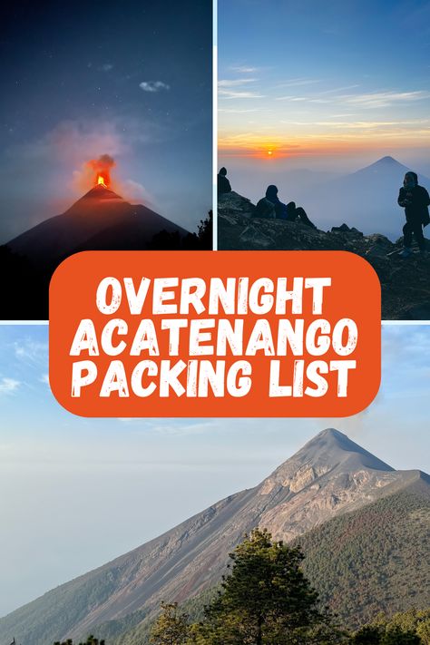 Overnight Acatenango hike showing Volcango Fuego erupting both at night and during the day. This view can be seen from basecamp Guatemala Travel, Packing Guide, Travel Activities, What To Pack, Guatemala, Packing List, Chelsea, How To Memorize Things, Hiking