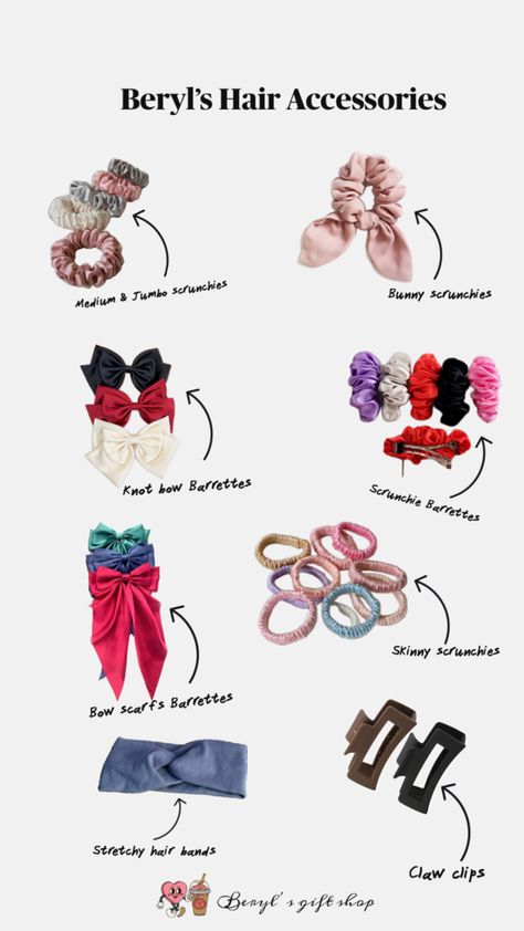 A collage of various hair accessories including scrunchies, bow barrettes, and other trendy hair adornments. Trendy Hair Accessories, Hair Bows Diy Ribbon, Scrunchie Styles, Bow Scarf, Scrunchies Diy, Knot Bow, Bows Diy Ribbon, Haircuts Straight Hair, Your Hairstyle