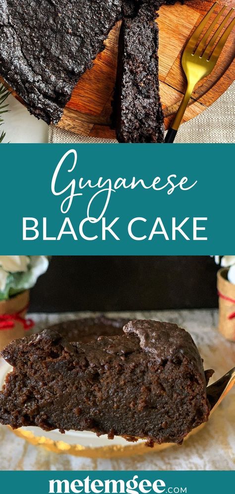 Guyanese Black Cake is a rich, dense and moist cake. It is made with rum soaked fruits and a dark sugar caramel gives it its signature black color. It is traditionally made at Christmas and for weddings. Guyanese Sponge Cake Recipe, Guyanese Bake, Guyanese Curry, Cassava Bread, Chicken Curry Rice, Cassava Pone, Black Cake Recipe, Pineapple Pastry, Caribbean Fish