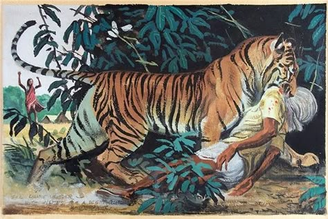 Artwork by Bob Kuhn, Tiger Attack Illustration, Made of acrylic on paper Tiger Attack, Jackson Hole Art, Animal Attack, Animal Illustration Art, Wild Animals Pictures, Big Cats Art, Cats Artists, Canvas Painting Designs, Cover Art Design