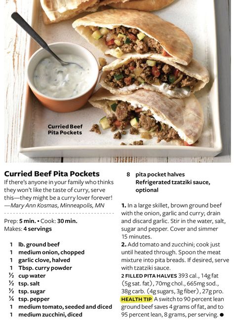 Pita Pocket Recipes Lunches, Beef Pockets, Beef Pita, Pocket Recipes, Curried Beef, Pita Pocket Recipes, Beef Wraps, Pita Recipes, Pita Pockets