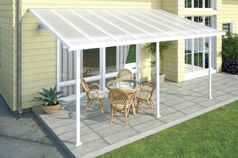 The elegant Palram Feria 10X20 Patio Cover (White) provides the perfect covering for any backyard patio or outdoor space. Backed by a ten year warranty, the structure is designed for durability and... Terrasse Med Tak, Polycarbonate Roof Panels, Gazebo Tent, Aluminum Pergola, Patio Cover, Patio Canopy, Wooden Pergola, Deck With Pergola, Covered Pergola