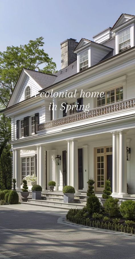 Southern Colonial House Exterior, French Colonial Homes Exterior, Colonial Homes Exterior, French Colonial Homes, Modern Colonial House, Colonial Chic, Elegant Bedrooms, Classic Mansion, Southern Colonial