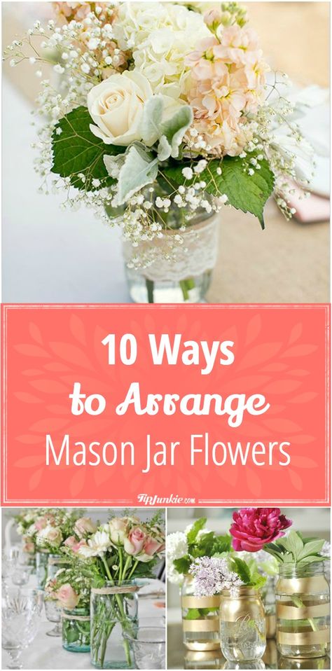 Mason Jar Dried Flower Arrangements, Easy Flower Arrangements Diy Mason Jars, Tulip Centerpiece Mason Jar, Simple Mason Jar Centerpieces Flowers, Mason Jar Bridal Shower Centerpieces, Mason Jar Floral Arrangements Wedding, Diy Mason Jar Flowers, Flower Arrangement In Mason Jars, Artificial Flowers In Mason Jars