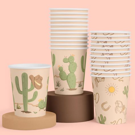 PRICES MAY VARY. Wild West: Get party ready with this set of 24 paper 8 ounce cups. Rodeo Ready: Our paper cups feature 2 unique designs, with 12 pcs per design. Plus, our cups feature shiny gold foil - making these the perfect party cups! Squad Approved: Leave no bestie behind with our set of 24 western cups, perfect for your birthday party, picnic, or rodeo baby shower. Party Perfection: Each cup fits 8 ounces of your favorite drink, refill all party long! Easy Clean Up: With our disposable cu Wild West Baby Shower Ideas, Hyland Cow Baby Shower Theme, Western Theme Baby Shower Ideas, Western Baby Shower Theme, Western Cups, Cowboy Birthday Party Decorations, Western Shower, Cowboy Baby Shower Theme, Cow Baby Shower Theme