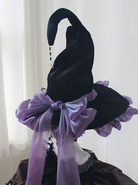 Witch Hat Costume Diy, Kawaii Witch Hat, Witch Hats Costume, Wizard Hat, Clothing Reference, Gothic Witch, Witch Hats, Halloween Witch Hat, Halloween Hats