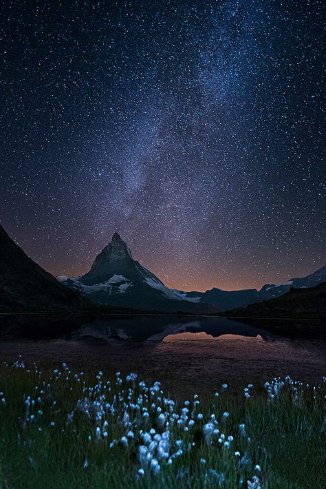 Lake Riffelsee - Milky way over Matterhorn - Switzerland | Flickr Switzerland Northern Lights, Switzerland At Night, Switzerland Pictures, Under The Never Sky, Aesthetic Switzerland, Landscape Switzerland, Matterhorn Switzerland, Swiss Home, Switzerland Mountains