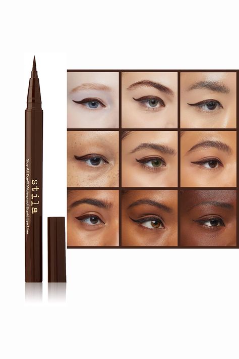 stila Stay All Day Waterproof Liquid Eye Liner All Day Makeup, Waterproof Liquid Eyeliner, Brow Makeup, Day Makeup, Liquid Eyeliner, Satin Finish, Dark Brown, Eyeliner, Satin