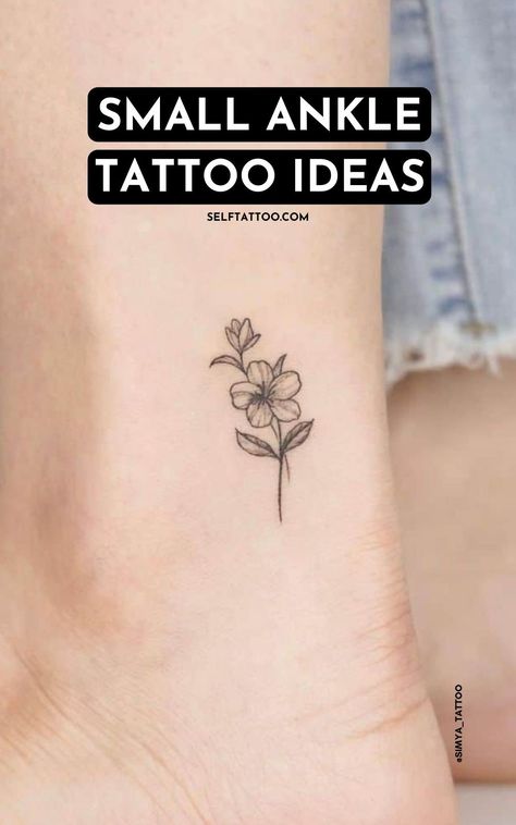 Are you thinking about getting a mini tattoo, but are struggling to decide on tattoo placement? The ankle is a great spot for a small tattoo, because it's a small spot that probably won't impact tattoo designs you might want to get in the future. Click here for ankle tattoo ideas and tattoo tips. Self Tattoo Classy Ankle Tattoo, Best Ankle Tattoos For Women, Lower Ankle Tattoos For Women, Small Floral Ankle Tattoo, Small Back Of Ankle Tattoo, Ankle Tattoo Ideas Female, Inside Foot Tattoos For Women, Inside Of Foot Tattoo, Small Inner Ankle Tattoo