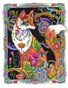 Fanciful Foxes | Coloring Books, Foxes and Coloring Marjorie Sarnat Coloring Pages, Heaven And Earth Designs, Marjorie Sarnat, Earth Design, Heaven And Earth, Colouring Techniques, Pet Holiday, Animal Coloring Pages, Colouring Pages