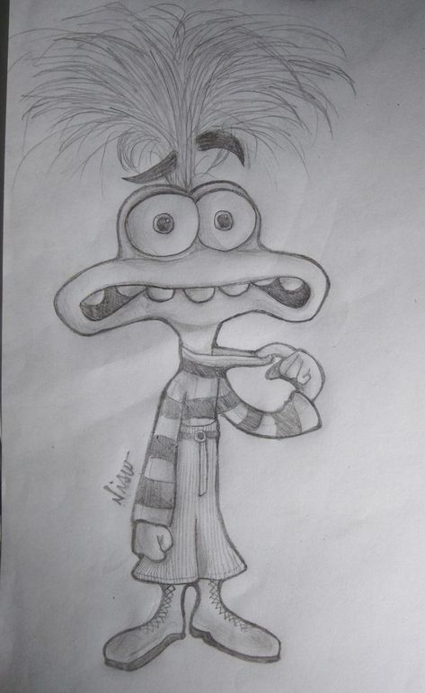 Things To Draw Cartoon Characters, Inside Out Sketch, Easy Disney Sketches, Cute Sharpie Drawings, Sketches Easy Pencil, Cartoon Network Drawings, Drawing Ideas Characters, Inside Out Characters Drawings, Quick Drawing Ideas