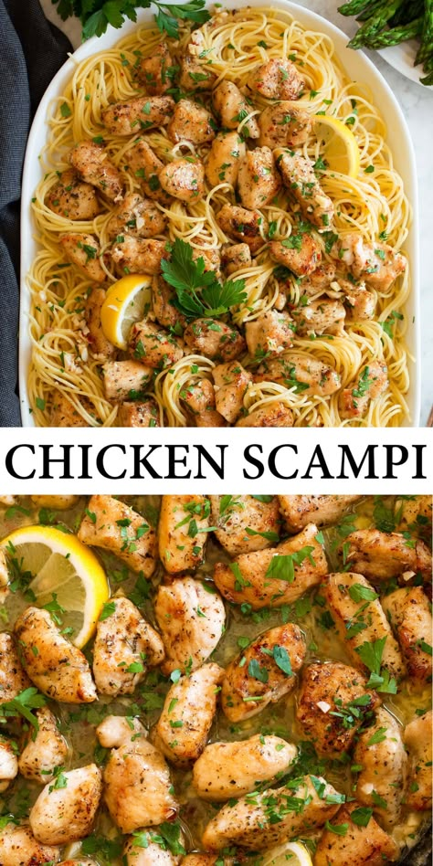 Chicken Scampi Pasta, Chicken Scampi Recipe, Chicken Scampi, Scampi Recipe, Simple Chicken, Chicken Pasta Recipes, Cooking Classy, Thigh Recipes, Recipes Crockpot