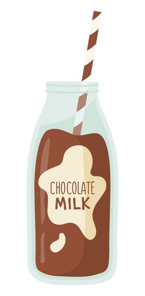 Chocolate milk in a bottle with a straw Milk Drawing, Milk Art, Straw Bottle, Flower Art Drawing, Milk Bottle, Free Vectors, Images Photos, Chocolate Milk, Flower Art