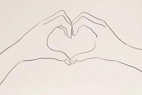 Hand Making Heart Drawing, Two Hands Making A Heart Drawing, Two Hands Making A Heart Tattoo, Heart Gesture Hands, Hand Heart Drawing Reference, Hands Making Heart Tattoo, Heart With Hands Tattoo, How To Draw Hands Making A Heart, Hands Making Heart Drawing