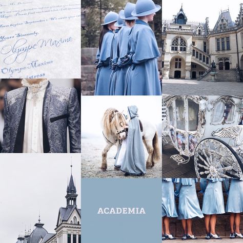 beauxbatons school wizard witch academy magic hogwarts harry potter blue uniforms girls horses carriages powder blue cursive french castle france ice sculptures women Beauxbatons Uniform Aesthetic, Veela Aesthetic Harry Potter, Beauxbatons Uniform Male, Beauxbatons Dormitory, Beaubaxtons School, Beaubaxtons School Aesthetic, Beauxbatons Aesthetic Uniform, Beauxbatons Castle, Veela Harry Potter