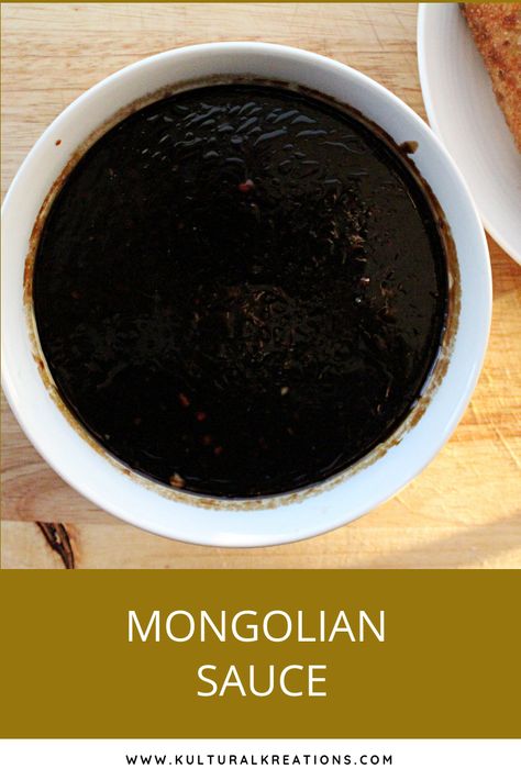 Mongolian sauce is a blend of brown sugar, lite soy sauce, ginger and minced garlic. This sauce is great as a dip and also as a marinade. #mongoliansauce #asiansauce #asianrecipes #sauces #saucerecipes #kulturalkreations Asian Brown Sauce Recipe, Mongolian Teriyaki Sauce, Mongolian Garlic Sauce, Mongolian Bbq Sauce Recipe, Chinese Brown Garlic Sauce, Mongolian Sauce Recipe, Chinese Brown Sauce Recipe, Mongolian Beef Sauce, Mongolian Bbq Sauce