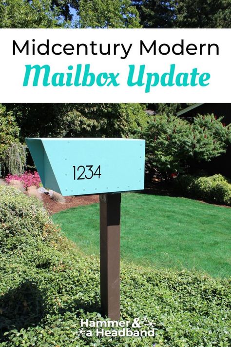 Mid Century Mail Boxes, Modern Mailbox Diy, Mid Century Mailbox, Retro Mailbox, Mid Century Modern Makeover, Mid Century Modern Mailbox, Black Mailbox, Diy Mid Century, Mailbox Ideas