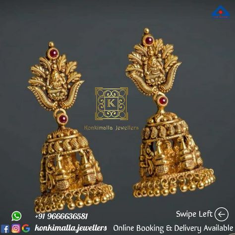 #KJ_G478 Net Weight: up to 12 grams Item : Model Buttalu Fb, Insta, Pinterest: @konkimalla.jewellers Classic Jewellery, Gold Earrings Models, Gold Jewelry Simple, Jewelry Simple, Classic Jewelry, Lovely Earrings, Decorative Bells, Gold Earrings, Gold Jewelry