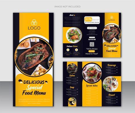 Restaurant food menu and trifold brochur... | Premium Vector #Freepik #vector #restaurant-menu #food-menu-design #restaurant-menu-template #food-menu-restaurant Design Kemasan, Menu Trifold, Calling Card Design, Restaurant Brochures, Brochure Food, Menu Design Inspiration, Brochure Design Creative, Menu Flyer, Flyers Design