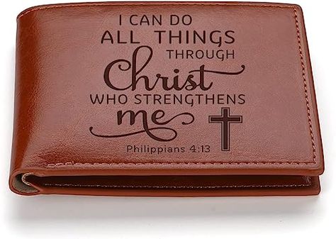 Amazon.com: Christian Gifts Leather Wallet I Can Do All Things Leather Wallet Bible Verse Faith Religious Christian for Women Men (I can do all things) : Clothing, Shoes & Jewelry Bible Verse Faith, Bible Verse Gifts, Engraved Wallet, Women Wallet, Money Organization, Religious Gifts, Christian Gifts, Gifts For Men, Stylish Accessories