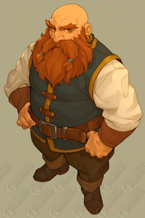 Morak Ur’gray, lawful good, male shield dwarf commoner (Storm King's Thunder) Burly Man Reference, Male Gnome Character Art, Ginger Character Art, Dnd Old Man, Dnd Commoners, Old Man Character Art, Gnome Dnd Character Design, Dwarves Dnd, Dnd Npc Ideas